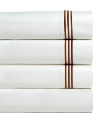 Pointehaven 300 Thread Count Embroidered Cotton Oversized Percale Sheet Set