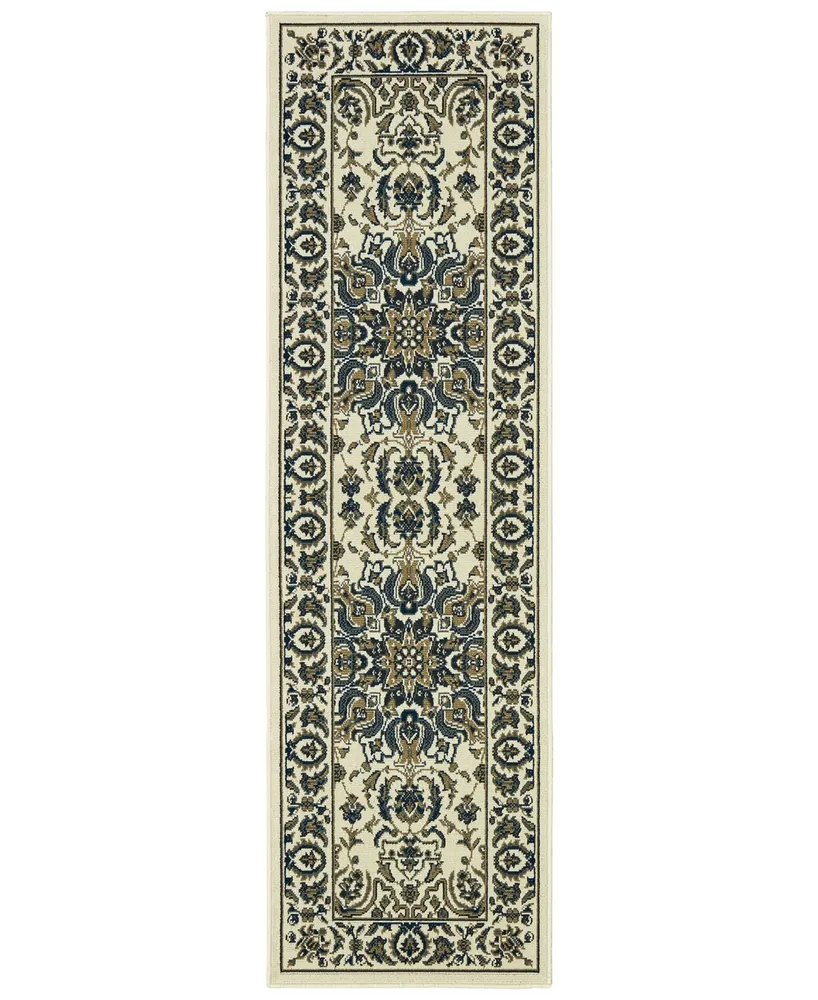 Oriental Weavers Marina 1248W Ivory/Navy 2'3" x 7'6" Indoor/Outdoor Runner Area Rug