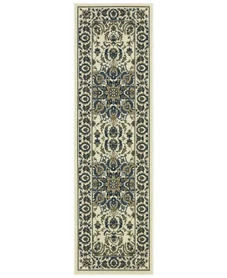 Oriental Weavers Marina 1248W Ivory/Navy 2'3" x 7'6" Indoor/Outdoor Runner Area Rug