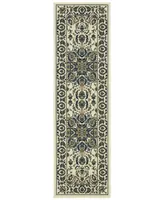 Oriental Weavers Marina 1248W Ivory/Navy 2'3" x 7'6" Indoor/Outdoor Runner Area Rug