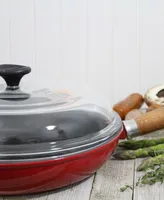 Chasseur French Enameled Cast Iron 11" Fry Pan with Wood Handle and Glass Lid