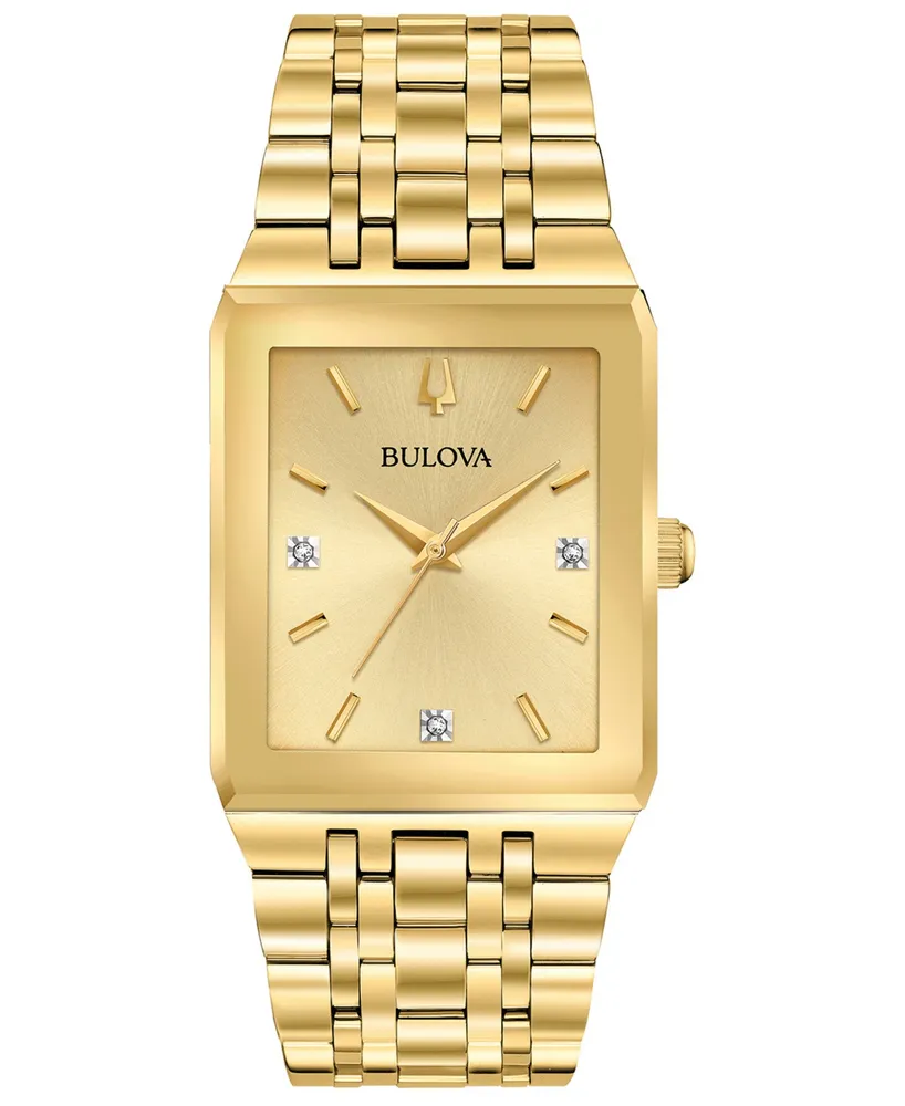Bulova Men's Futuro Diamond-Accent Gold-Tone Stainless Steel Bracelet Watch 30x45mm
