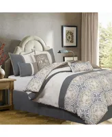 Camila 7-Piece Comforter Set, Gray/Ivory