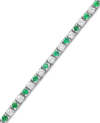 Sapphire (2-1/2 ct. t.w.) and White (2-3/4 Bracelet Sterling Silver (Also Available Emerald or Sapphire)