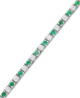 Sapphire (2-1/2 ct. t.w.) and White (2-3/4 Bracelet Sterling Silver (Also Available Emerald or Sapphire)