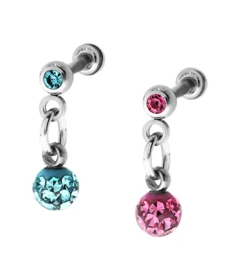 Bodifine Stainless Steel Set of 2 Crystal and Resin Tragus