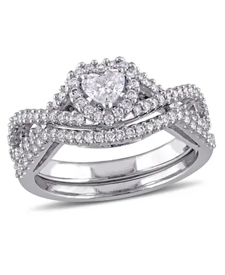 Certified Diamond (3/4 ct. t.w.) Heart-Shape Infinity Bridal Set 14k White Gold