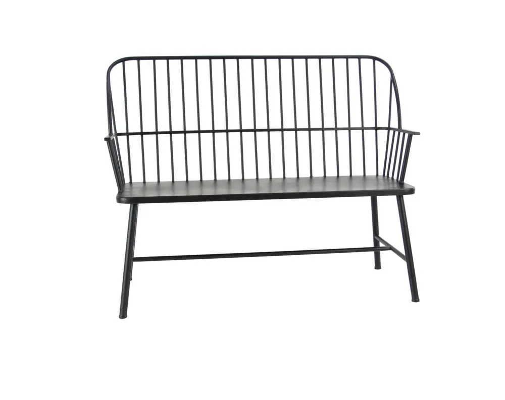 Traditional 38" x 48" Black Iron Patio Bench