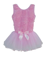 Popatu Rose Pattern Dance Ribbon Bow Dress with Tutu