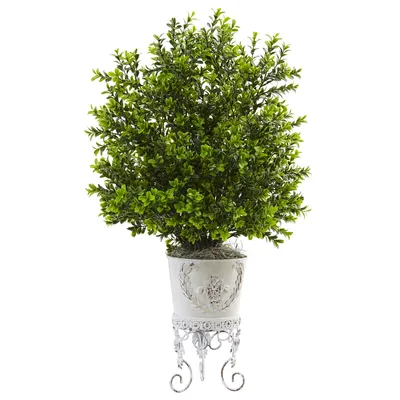 Nearly Natural 28" Boxwood w/ Metal Planter
