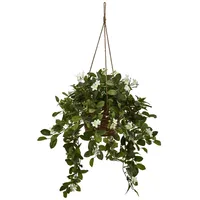 Nearly Natural Mixed Stephanotis Hanging Basket