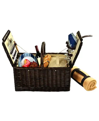Picnic at Ascot Surrey Willow Basket with Blanket - Service for 2
