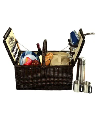 Picnic at Ascot Surrey Willow Basket with Coffee Set -Service for 2