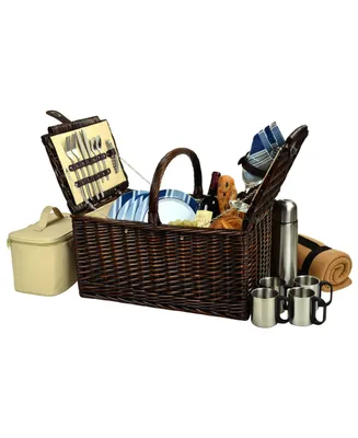 Picnic at Ascot Buckingham Willow Picnic, Coffee Basket for 4 with Blanket