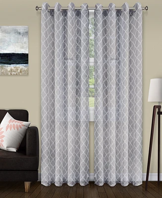 Superior Lightweight Trellis Sheer Curtain Panels, (2), 52" x 96"