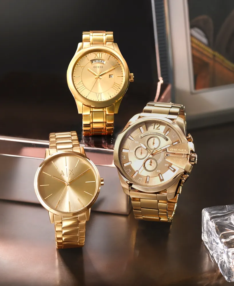 A|X Armani Exchange Men's Cayde Gold-Tone Stainless Steel Bracelet Watch 42mm