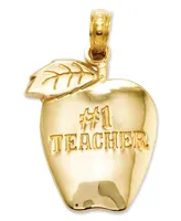 14k Gold Charm, Number 1 Teacher Apple Charm