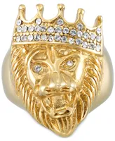 Legacy for Men by Simone I. Smith Crystal Lion Ring Gold-Tone Ion-Plated Stainless Steel