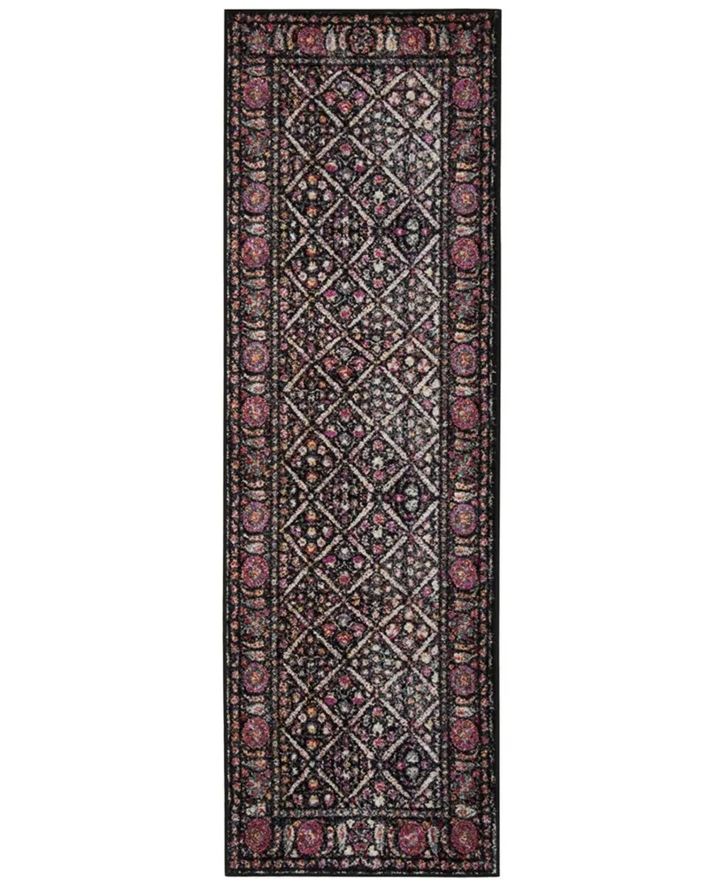 Safavieh Adirondack 203 Black and Fuchsia 2'6" x 8' Runner Area Rug