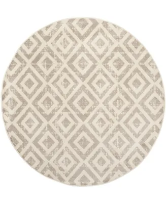 Safavieh Amsterdam AMS105 Ivory and Mauve 6'7" x 6'7" Sisal Weave Round Outdoor Area Rug