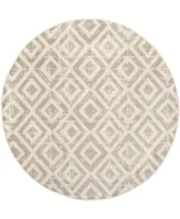 Safavieh Amsterdam AMS105 Ivory and Mauve 6'7" x 6'7" Sisal Weave Round Outdoor Area Rug