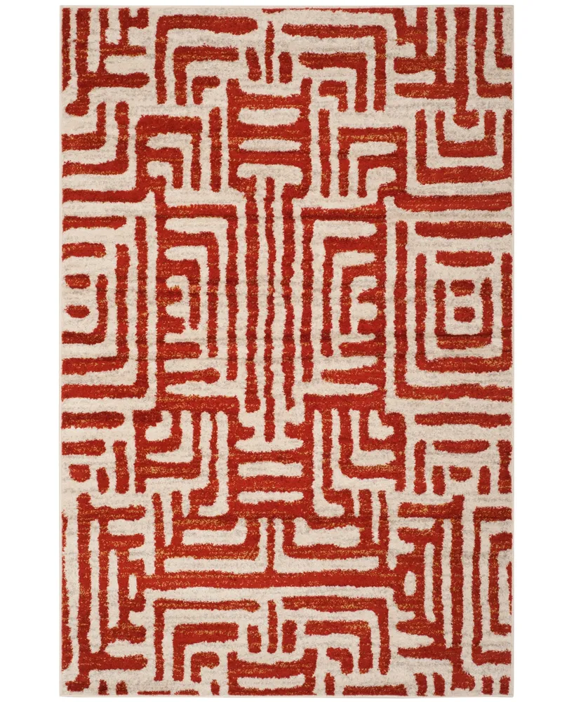 Safavieh Amsterdam AMS106 Ivory and Terracotta 4' x 6' Outdoor Area Rug