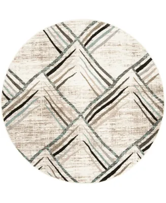 Safavieh Amsterdam Cream and Charcoal 6'7" x 6'7" Round Outdoor Area Rug