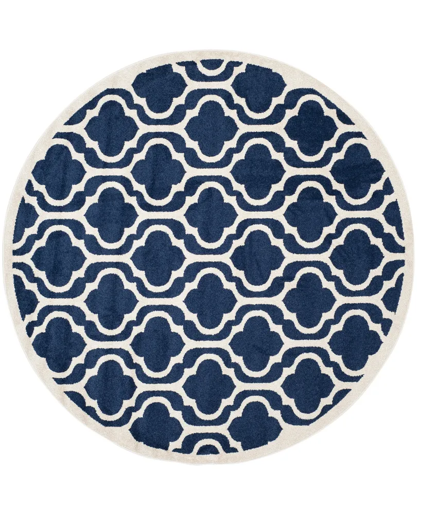 Safavieh Amherst AMT402 Navy and Beige 7' x 7' Round Area Rug