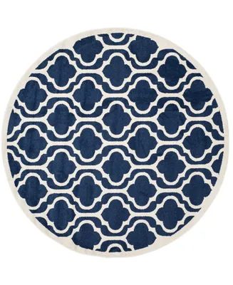 Safavieh Amherst AMT402 Navy and Beige 7' x 7' Round Area Rug