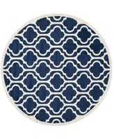 Safavieh Amherst AMT402 Navy and Beige 7' x 7' Round Area Rug