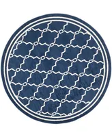 Safavieh Amherst AMT414 Navy and Beige 7' x 7' Round Area Rug