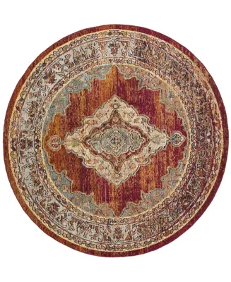 Safavieh Crystal CRS500 Orange and Light Blue 7' x 7' Round Area Rug