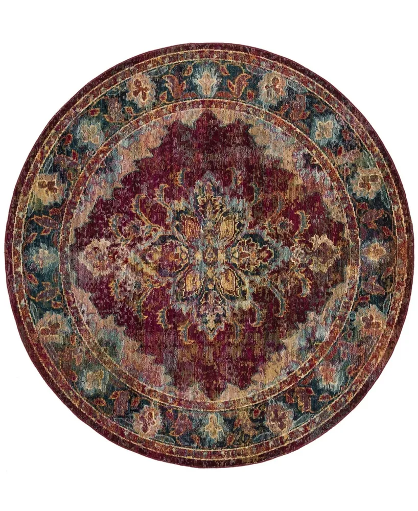 Safavieh Crystal CRS508 Ruby and Navy 7' x 7' Round Area Rug