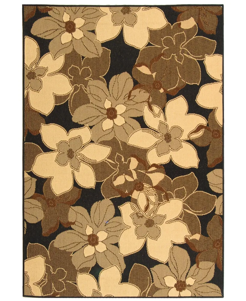 Safavieh Courtyard CY4022 Black Natural and Brown 5'3" x 7'7" Sisal Weave Outdoor Area Rug