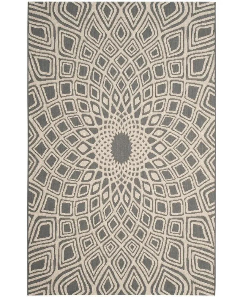 Safavieh Courtyard CY6616 Anthracite and Beige 5'3" x 7'7" Sisal Weave Outdoor Area Rug