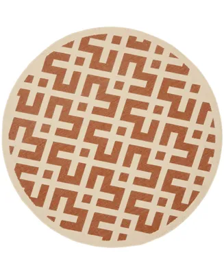 Safavieh Courtyard CY6915 Terracotta and Bone 5'3" x 5'3" Round Outdoor Area Rug