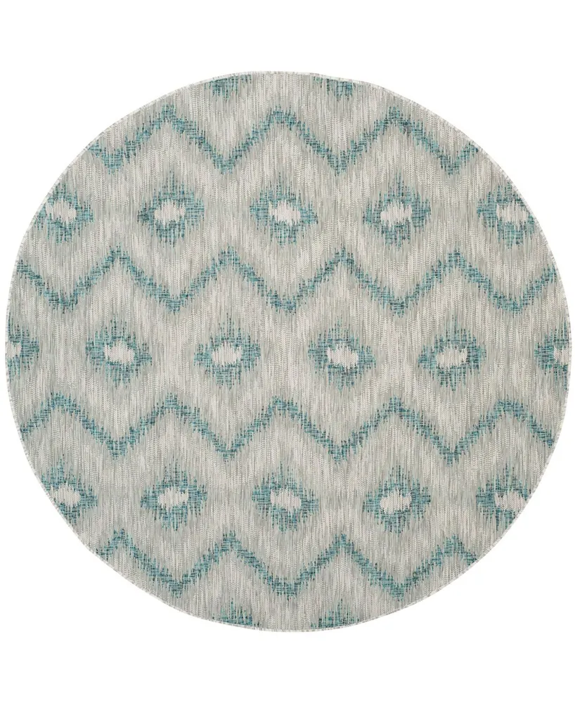 Safavieh Courtyard CY8463 Gray and Blue 6'7" x 6'7" Round Outdoor Area Rug