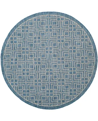 Safavieh Courtyard CY8467 Navy and Gray 6'7" x 6'7" Round Outdoor Area Rug