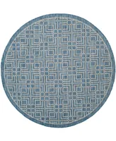 Safavieh Courtyard CY8467 Navy and Gray 6'7" x 6'7" Round Outdoor Area Rug