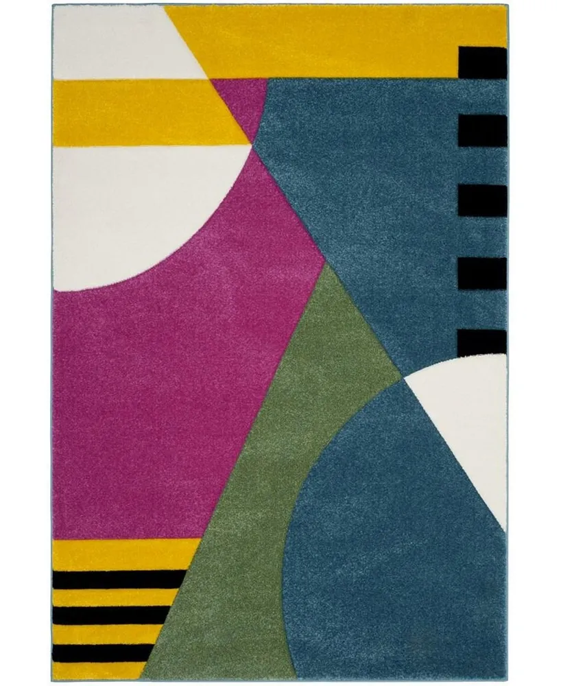 Safavieh Hollywood HLW706 Peacock Blue and Fuchsia 5'3" x 7'6" Area Rug