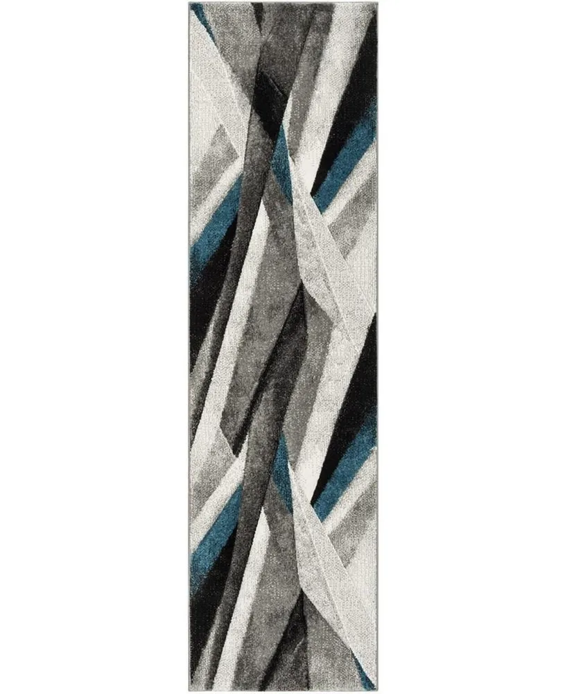 Safavieh Hollywood HLW710 Grey and Teal 2'2" x 8' Runner Area Rug