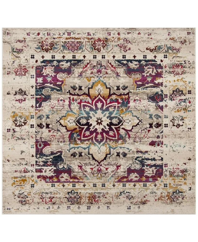 Safavieh Baldwin BDN193 Cream and Fuchsia 6'7" x 6'7" Square Area Rug