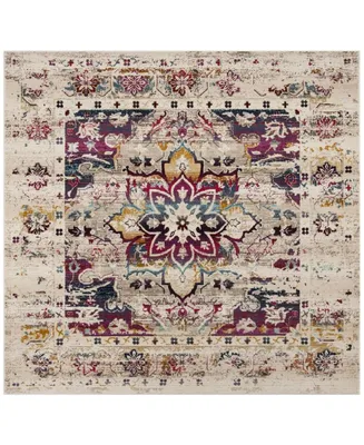 Safavieh Baldwin BDN193 Cream and Fuchsia 6'7" x 6'7" Square Area Rug