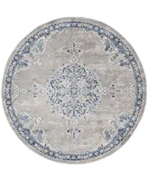 Safavieh Brentwood BNT867 Light Gray and Blue 6'7" x 6'7" Round Area Rug