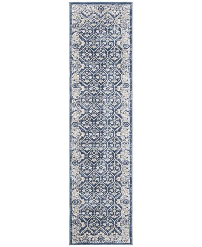 Safavieh Brentwood BNT869 Navy and Light Grey 2' x 8' Runner Area Rug