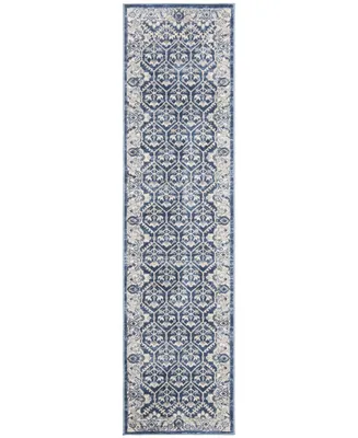 Safavieh Brentwood BNT869 Navy and Light Grey 2' x 8' Runner Area Rug