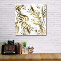 Courtside Market Botanical in Gold I Gallery-Wrapped Canvas Wall Art - 16" x 16"