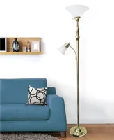 Elegant Designs 2 Light Mother Daughter Floor Lamp with White Marble Glass