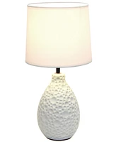 Simple Designs Textured Stucco Ceramic Oval Table Lamp