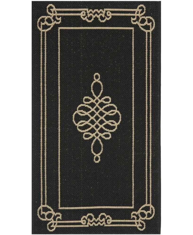 Safavieh Courtyard CY6788 Black and Creme 2'3" x 6'7" Runner Outdoor Area Rug